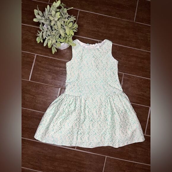 Bonnie Jean sea green and white textured sleeveless dress sz 5 - Picture 2 of 5